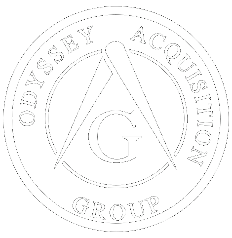Circular logo for Odyssey Acquisition Group featuring a compass symbol and the letter G.